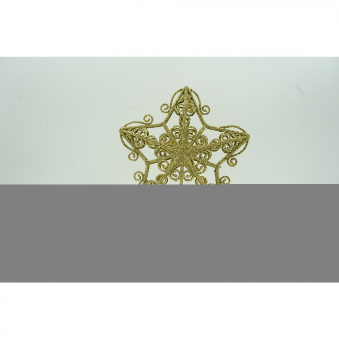Varf decorativ de brad, Auriu, in forma de Stea, design forjat, din Plastic/Metal, 14.5 cm x 20 cm, Interior/Exterior, Flippy [4]