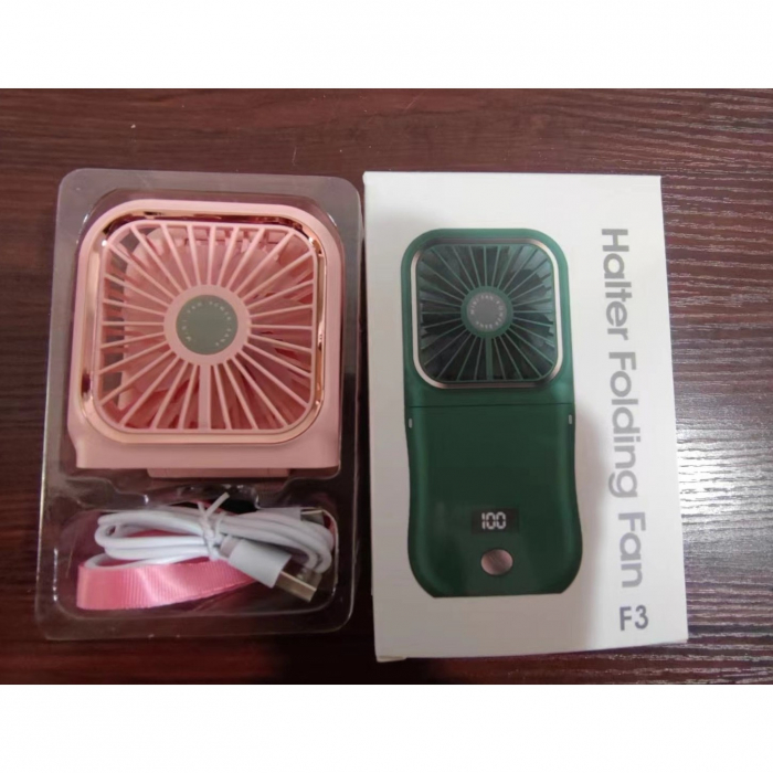 Ventilator Portabil Flippy, 3 in 1, de Mana, de Gat, de Birou, 16.7 x 8 x 1.9 cm, 3 Trepte de Viteza, Incarcare USB, Pliabil, Afisaj Digital, Suport Telefon, Roz [7]