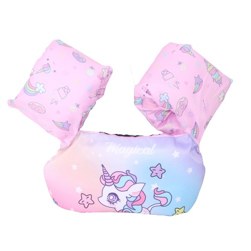 Vesta de salvare pentru copii cu aripioare de inot, Flippy, Mov, Model unicorn [3]