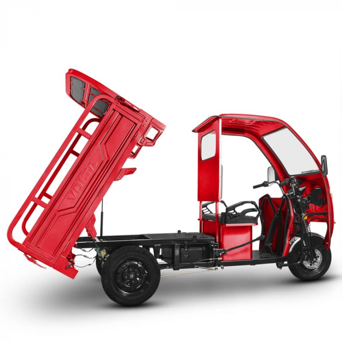 Voltarom Hercules, Motor 3900W, 72V, 45Ah, viteza maxima 45 km pe ora, pana la 50km autonomie, Cu Permis, Triciclu Electric, Cu cabina, Rosu [8]