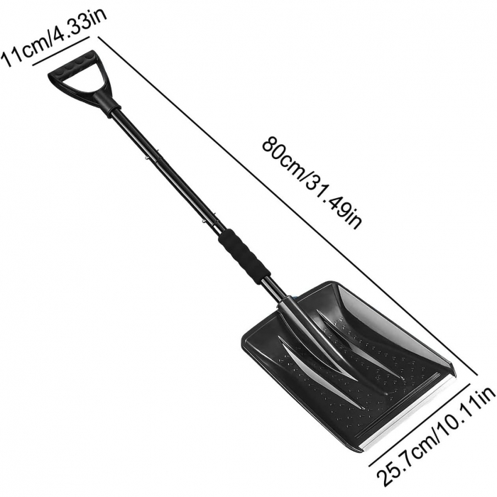 Lopata de Zapada, Flippy, Multifunctionala, Demontabila, cu Maner Antiderapant, Aluminiu, Plastic, Solutia pentru Iarna, pentru Deszapezire, 80x11x25.7 cm, Neagra [2]