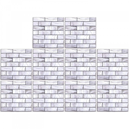 *LICHIDARE STOC* 10 x Placi Tapet Autocolant 3D cu Imitatie de Marmura Dreptunghiulara, pentru Perete Bucatarie Sufragerie, Usor de Curatat, Rezistent la Apa, Autoadeziv, 30x30 cm, Gri [6]