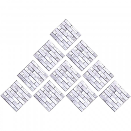 10 x Placi Tapet Autocolant 3D cu Imitatie de Marmura Dreptunghiulara, pentru Perete Bucatarie Sufragerie, Usor de Curatat, Rezistent la Apa, Autoadeziv, 30x30 cm, Gri [1]