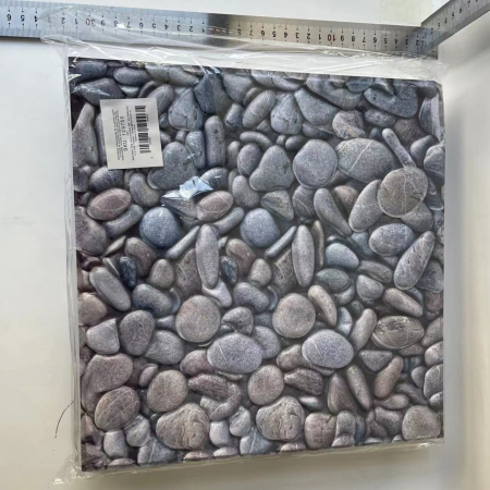 10 x Placi Tapet Autocolant 3D cu Imitatie de Pietre Mici, pentru Perete Bucatarie Sufragerie, Usor de Curatat, Rezistent la Apa, Autoadeziv, 30x30 cm, Gri [3]