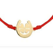 Bijuterii argint - Martisor Bratara Argint 925, Jolie, Model Trifoi in Potcoava, Martisor de 1 Martie, cu Snur Rosu, Argintiu