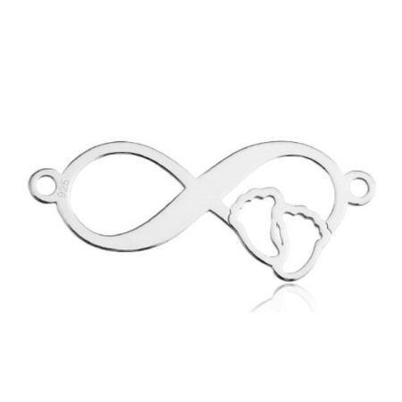 Bijuterii argint - Martisor Bratara Argint 925, Jolie, Model Infinit cu picioruse, Martisor de 1 Martie, cu Snur Rosu, Argintiu