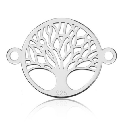 Bijuterii argint - Bratara Cu Pandativ din Argint 925, Jolie Silver, Model Pomul Vietii, Snur Textil Rosu, Dimensiune Reglabila, Nod Dublu, Ambalata Individual, 1.5 cm x 1.5 cm