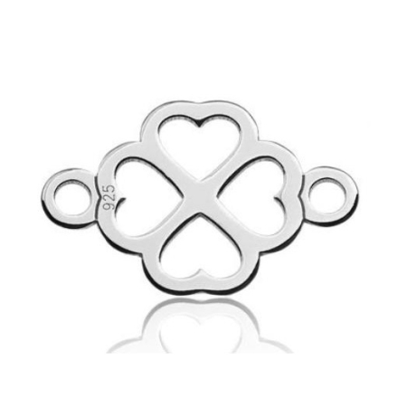 Bijuterii argint - Martisor Bratara Argint 925, Jolie, Model Inimioare in Trifoi, Martisor de 1 Martie, cu Snur Rosu, Argintiu