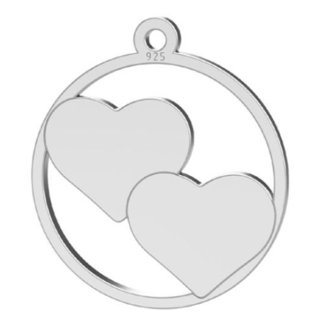 Bijuterii argint - Bratara Cu Pandativ din Argint 925, Jolie Silver, Model Doua Inimi Cerc, Snur Textil Rosu, Dimensiune Reglabila, Nod Dublu, Ambalata Individual, 1.5 cm x 1.5 cm