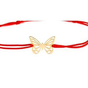 Bijuterii argint - Martisor Bratara Argint 925, Jolie, Model Fluturas, Martisor de 1 Martie, cu Snur Rosu, Argintiu