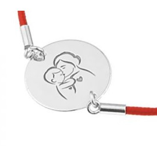 Bijuterii argint - Martisor Bratara Argint 925, Jolie, Model Mama si Copilul, Martisor de 1 Martie, cu Snur Rosu, Argintiu