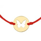 Bijuterii argint - Martisor Bratara, Jolie, Argint 925, Model Fluture Decupat, Snur Rosu Reglabil, Fara Pietre, Argintiu