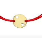 Bijuterii argint - Martisor Bratara, Jolie, Argint 925, Model Rotund Doua Inimi, Snur Rosu Reglabil, Fara Pietre, Argintiu