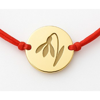 Sub 99 Lei - Martisor Bratara Argint 925 pentru Copii, Jolie, Model Ghiocel Gravat, Martisor de 1 Martie, cu Snur Rosu, Argintiu