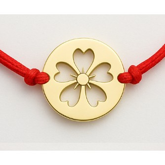 Bijuterii argint - Martisor Bratara, Jolie, Argint 925, Model Trifoi Decupat, Snur Rosu Reglabil, Fara Pietre, Argintiu