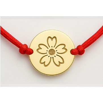 Bijuterii argint - Martisor Bratara, Jolie, Argint 925, Model Rotund Floare, Snur Rosu Reglabil, Fara Pietre, Argintiu