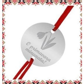 Bijuterii argint - Bratara Martisor, Jolie Silver, Model Floare Gravata, Argint 925, Snur Textil, 7.5 x 4.5 cm, Argintiu