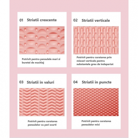 Accesoriu din silicon pentru curatarea accesoriilor makeup, pensule, buretei, 14.5 x 11,5 cm, 2 moduri de utilizare, pliabil, roz [2]