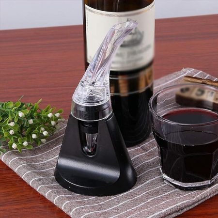 Aerator cu Turnator de Vin 2in1, Flippy, Decantare, Anti-Picurare, Fara Scurgere, 18x10x8cm, Negru [1]