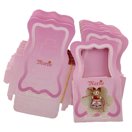 Ambalaje pentru Bratara Martisoare, Flippy, Set 200 Bucati, Cutii Brosa, Model Gentuta, Roz inchis [2]