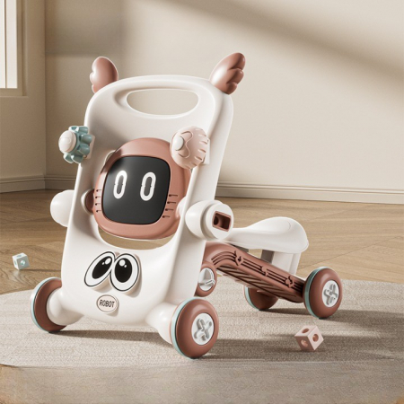 Antemergator pentru Copii 8 in 1, Flippy, Multifunctional, cu Maner de Impingere Detasabil, Scuter, Trotineta, Scaun Reglabil, Tavita Detasabila, Stabil, Antiderapant, 4 Roti, 56x44x64cm, 9-12 Luni, M [8]