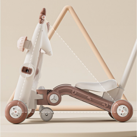 Antemergator pentru Copii 8 in 1, Flippy, Multifunctional, cu Maner de Impingere Detasabil, Scuter, Trotineta, Scaun Reglabil, Tavita Detasabila, Stabil, Antiderapant, 4 Roti, 56x44x64cm, 9-12 Luni, M [2]