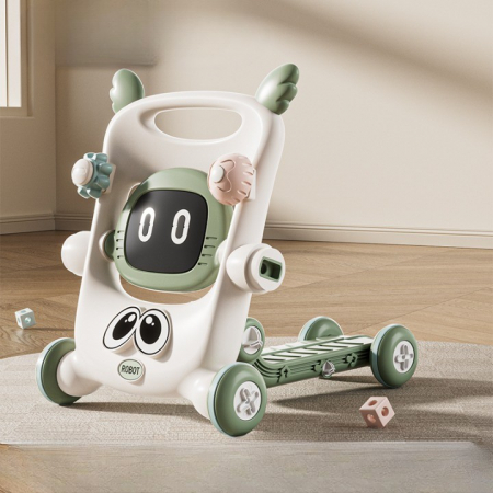 Antemergator pentru Copii 8 in 1, Flippy, Multifunctional, cu Maner de Impingere Detasabil, Scuter, Trotineta, Scaun Reglabil, Tavita Detasabila, Stabil, Antiderapant, 4 Roti, 56x44x64cm, 9-12 Luni, V [5]