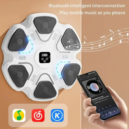 Aparat Box Cu Muzica, Montabil pe Perete, Flippy, Alb, Difuzor, Bluetooth, Iluminare LED, 38 x 27 x 32 cm, Manusi Incluse [2]