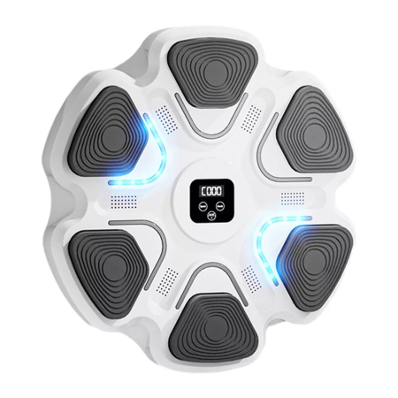 Articole sportive - Aparat Box Cu Muzica, Montabil pe Perete, Flippy, Alb, Difuzor, Bluetooth, Iluminare LED, 38 x 27 x 32 cm, Manusi Incluse