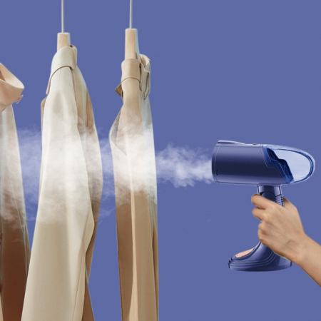 Aparat de Calcat Vertical Portabil cu Abur, Flippy, Putere 1500W, Rezervor Detasabil de 138ml, Priza, Functie Anti Calcar si Auto Curatare, Pliabil, cu Perie, 20x10.5x8 cm, Albastru [5]