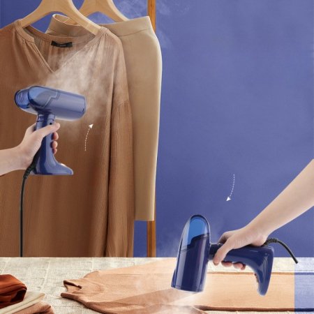 Aparat de Calcat Vertical Portabil cu Abur, Flippy, Putere 1500W, Rezervor Detasabil de 138ml, Priza, Functie Anti Calcar si Auto Curatare, Pliabil, cu Perie, 20x10.5x8 cm, Albastru [10]
