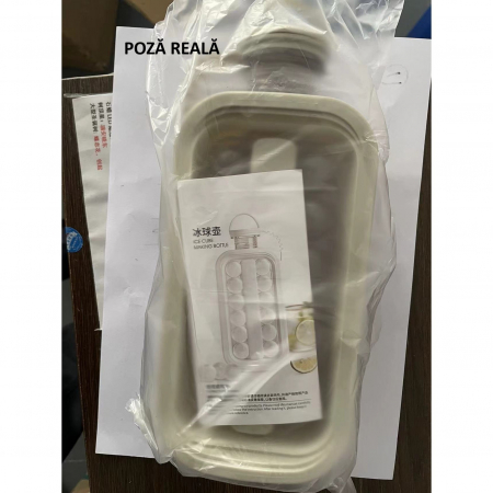 Aparat de gheata portabil 2 in 1, Flippy, tava din sticla, diametru 3 cm, multifunctional, 17 cuburi de gheata, 27,5 x 11,4 x 5,5 cm, culoare alb gri [5]