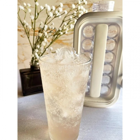 Aparat de gheata portabil 2 in 1, Flippy, tava din sticla, diametru 3 cm, multifunctional, 17 cuburi de gheata, 27,5 x 11,4 x 5,5 cm, culoare alb gri [2]