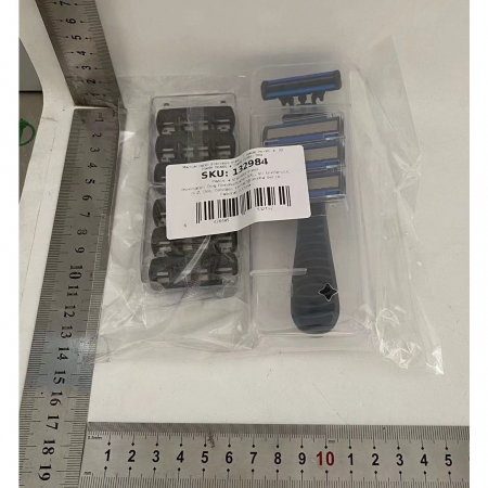 *LICHIDARE STOC* Aparat de Ras Manual, Flippy, din Otel Inoxidabil, Suport Lama + 10 Capete de Schimb Incluse, Cutie pentru Lame, Negru [1]