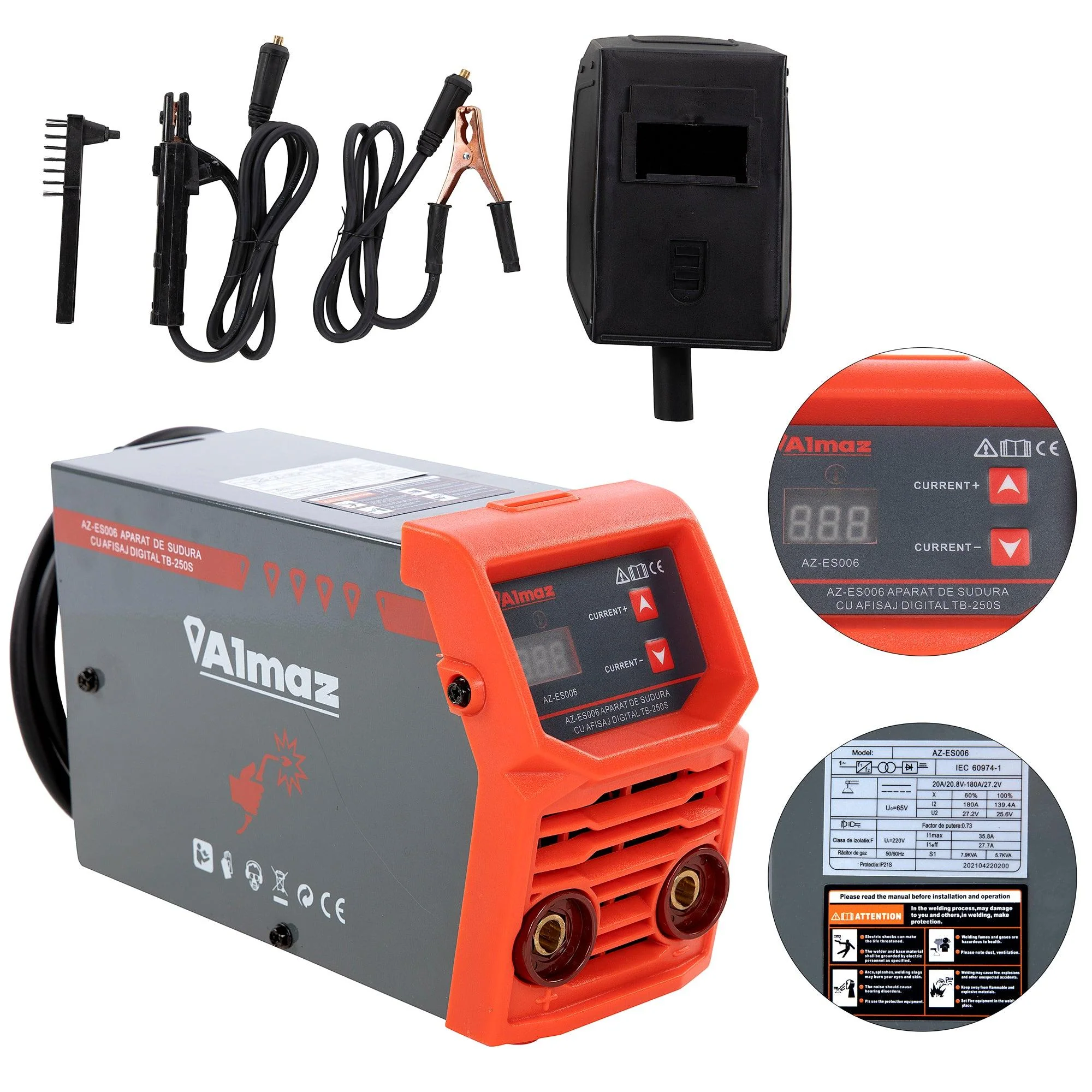 Aparat de sudura digital Almaz AZ-ES006 TB-250S, 180 A, 1.6 - 5.0 mm, AZ-ES006 [0]