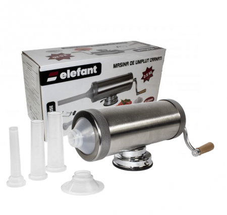 Masini de carnati si accesorii - Aparat de umplut carnati Elefant KY-2005S, 2.5 kg, INOX ALIMENTAR, Orizontal 3 palnii