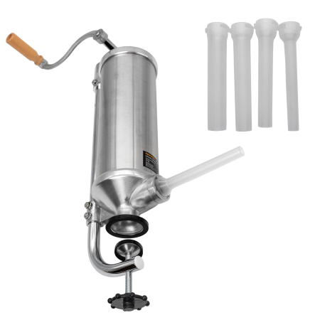 Casă și camping - Aparat manual de facut carnati ROTOR RY-2005C, vertical, 3 kg, inox alimentar, 4 palnii, fixare pe masa cu clema