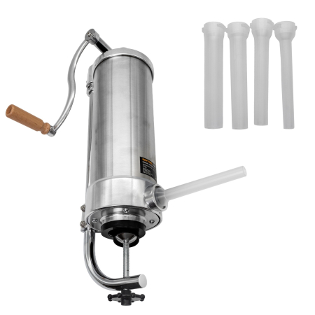 Casă și camping - Aparat manual de facut carnati ROTOR RY-2006C, vertical, 3,5 kg, inox alimentar, 4 palnii, fixare pe masa cu clema