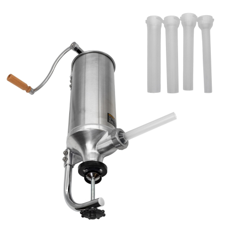 Casă și camping - Aparat manual de facut carnati ROTOR RY-2008CB, vertical, 4 kg, inox alimentar, 4 palnii, fixare pe masa cu clema