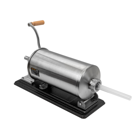 Aparat manual de facut carnati ROTOR RY-2010PA, orizontal, 5,5 kg, cuva rabatabila din inox alimentar, 4 palnii, fixare pe masa cu cleme [1]