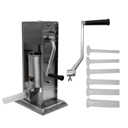 Casă și camping - Aparat mecanic de facut carnati ROTOR RML-S3, vertical, 3 L, inox alimentar, cuva basculanta, 6 palnii, actionare prin manivela