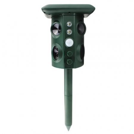 Aparat Solar LED cu Ultrasunete, Flippy, Repelent pentru Animale Mari si Mici, Lumina Rosie si Alba, Anti Rozatoare, Anti Insecte, Frecventa 13.5KHZ-45.5KHZ, Senzor PIR, 15.5 x 15.4 x 26.2 cm, Verde [5]