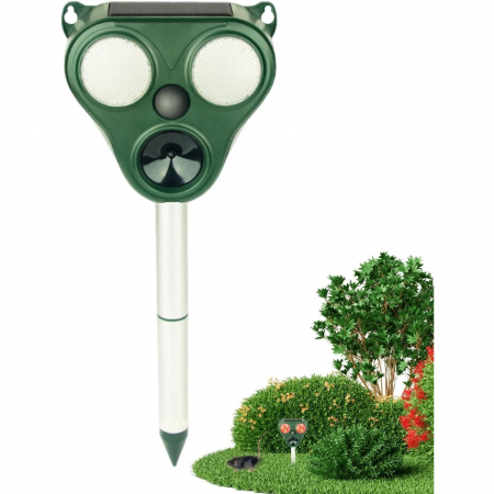 Aparat Solar LED cu Ultrasunete, Flippy, Repelent pentru Animale Mari si Mici, Lumina Rosie si Alba, Anti Rozatoare, Anti Insecte, Frecventa 13.5KHZ-65 KHZ, Senzor PIR, 13 x 14.7 x 24.5 cm, Verde [5]