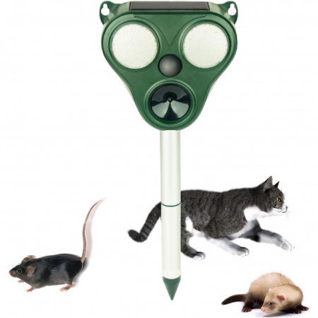 Aparat Solar LED cu Ultrasunete, Flippy, Repelent pentru Animale Mari si Mici, Lumina Rosie si Alba, Anti Rozatoare, Anti Insecte, Frecventa 13.5KHZ-65 KHZ, Senzor PIR, 13 x 14.7 x 24.5 cm, Verde [3]