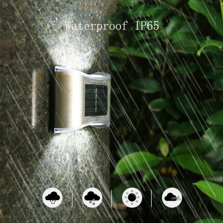 Aplica solara LED Flippy, ABS/Policarbonat, rezistenta la apa IP65, 6 LED-uri, pentru perete, trepte, borduri, terasa, 1.2V, 600mah, 10 x 6.5 cm, doua moduri de prindere, lumina alb rece, gri [4]