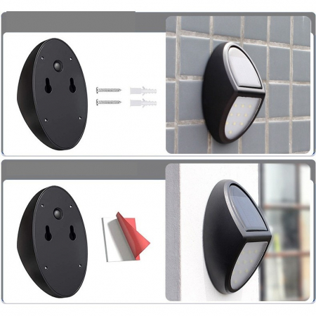 Aplica solara LED pentru perete Flippy, in forma ovala, 10 LED-uri, lumina puternica, IP65, 12 x 7.5 cm, 1.2 V, 300 mAh, autonomie 8-10 ore, alb rece [1]