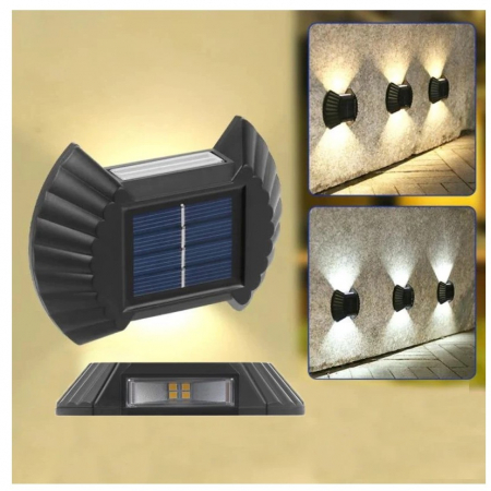 Set 4 Aplica solara LED bidirectionala pentru perete Flippy, in forma de funda, 8 LED-uri, material ABS si PC, lumina puternica, IP65, 10 x 7.5 cm, baterie 1.2 V, 300 mAh, autonomie 8-10 ore, alb rece [4]