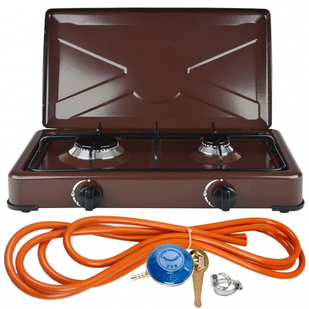 Plite & aragaze - Aragaz maro, 2 ochiuri + Kit reglabil gpl RH-10 + Tub flex 2M+2 Coliere