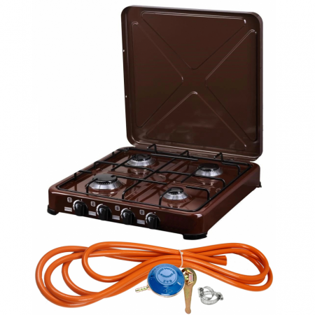 Plite & aragaze - Aragaz maro, 4 ochiuri + Kit reglabil gpl RH-10 + Tub flex 2M+2 Coliere