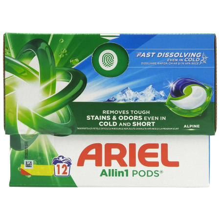 Sub 99 Lei - Ariel Detergent Capsule 12 buc All in 1 Pods Alpine
